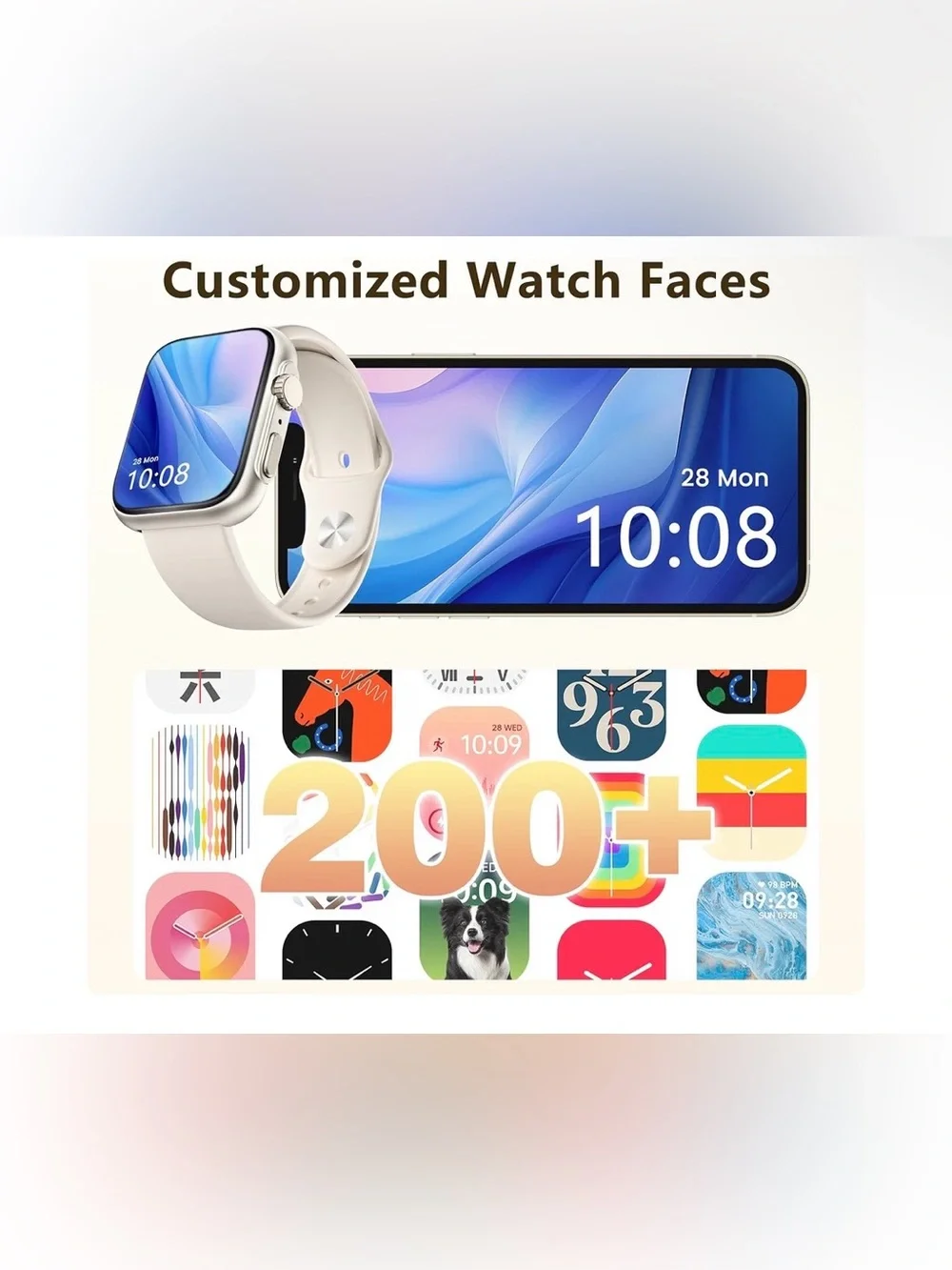 Smart Watch Fitness Tracker Watch Beige